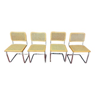 Authentic Mid-Century Italian Cesca Cantilever Chairs Attributed to Marcel Breuer For Sale