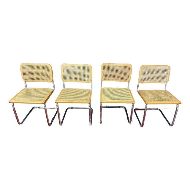 Authentic Mid-Century Italian Cesca Cantilever Chairs Attributed to Marcel Breuer For Sale