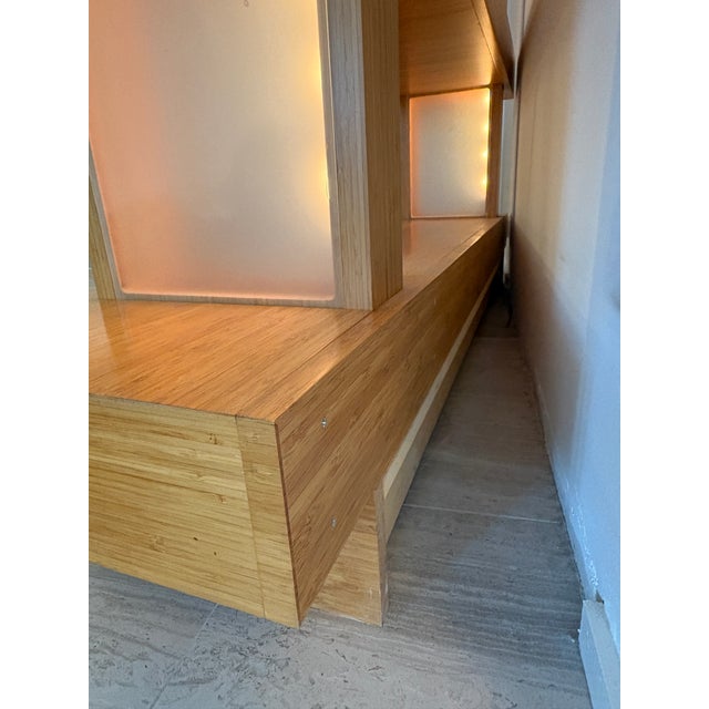 Custom Built Bamboo Wood Book Shelf With Led Lighting For Sale - Image 11 of 14