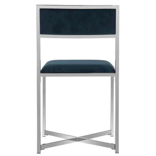 Chrome Side Chair in Navy & Chrome - a Pair For Sale In Philadelphia - Image 6 of 10