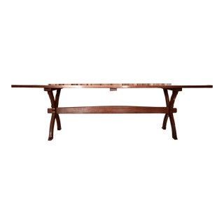 Early 20th Century Rustic Farmhouse Pine Dining Table For Sale