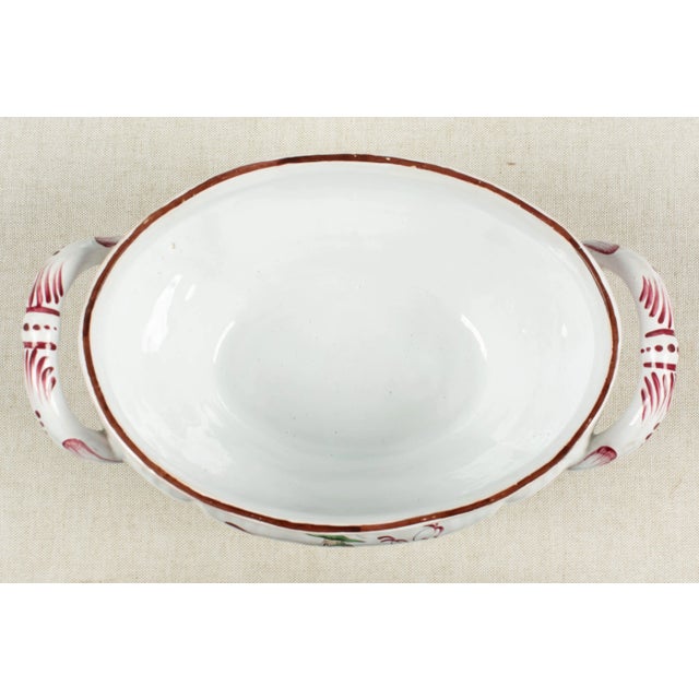 French Hand-Painted Faience Soup Tureen For Sale - Image 11 of 12