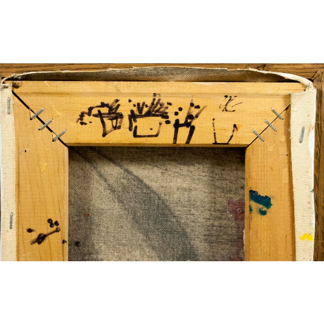 Wood Pascal Cucaro Framed Portrait of Man With Hat Signed San Francisco For Sale - Image 7 of 8