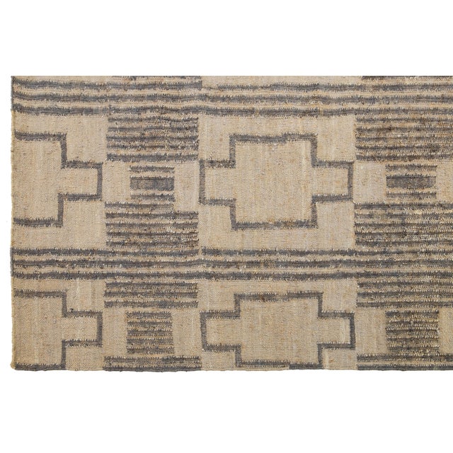 2010s 11 X 14 Contemporary Dhurrie Designed Natural Jute Rug For Sale - Image 5 of 9