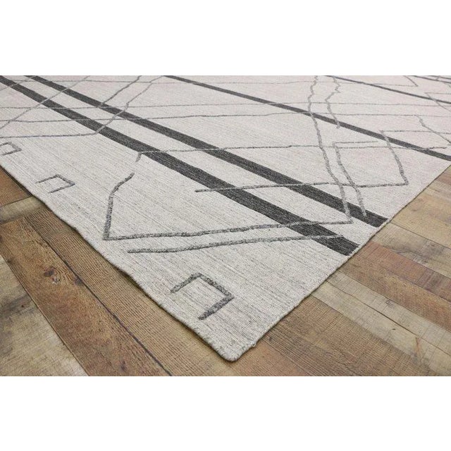 Contemporary Contemporary Gray Modern Moroccan Style Area Rug - 9′10″ × 11′10″ For Sale - Image 3 of 9