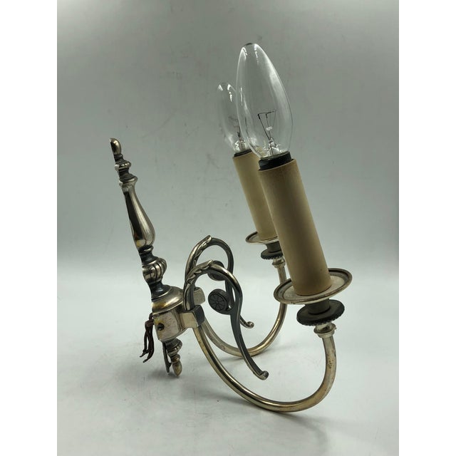 Chandelier and Wall Sconces in Silver and Crystal Glass, 1940s, Set of 3 For Sale - Image 14 of 18