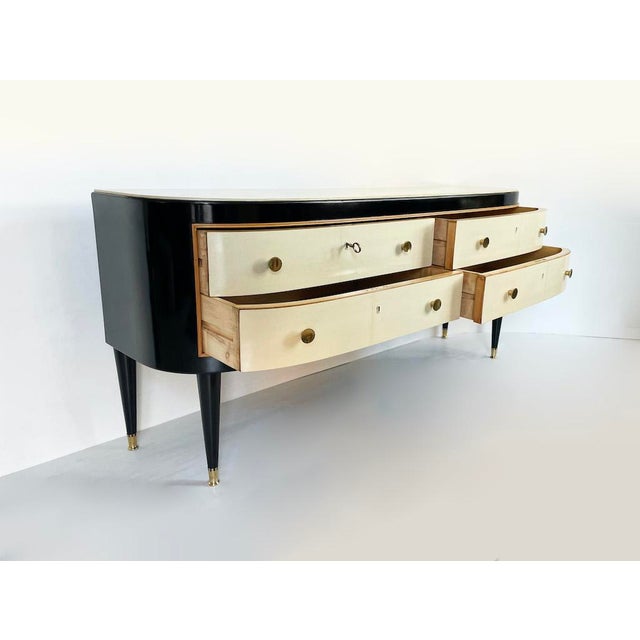Mid-Century Modern Mid-Century Chest of Drawers in Lacquered Wood and Parchment, 1950 For Sale - Image 3 of 18