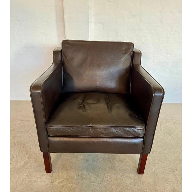Wood Set of Vintage Danish Brown Leather Lounge Chair and Ottoman from Stouby, 1970s For Sale - Image 7 of 18