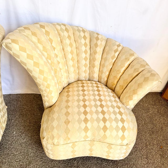 Beige Postmodern Ascending Clam Shell Lounge Chairs - A Pair For Sale - Image 8 of 8