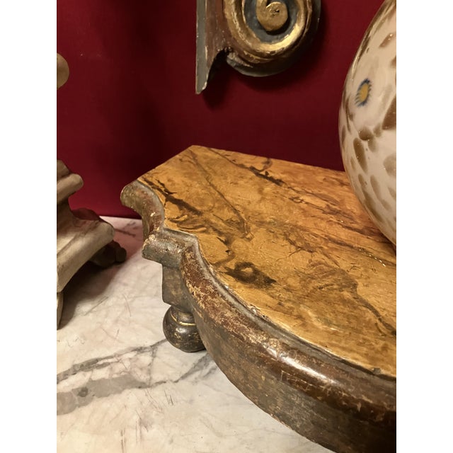 Antique Italian Giltwood Display Base with Faux Siena Marble Top, 1800s For Sale - Image 5 of 8