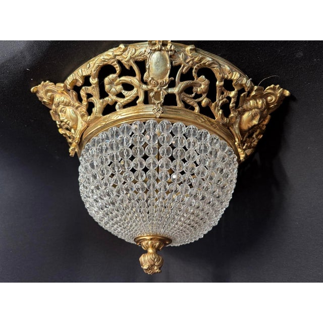 1970s Baroque Bronze Crystal Gold Ceiling Lamp Chandelier For Sale - Image 16 of 16