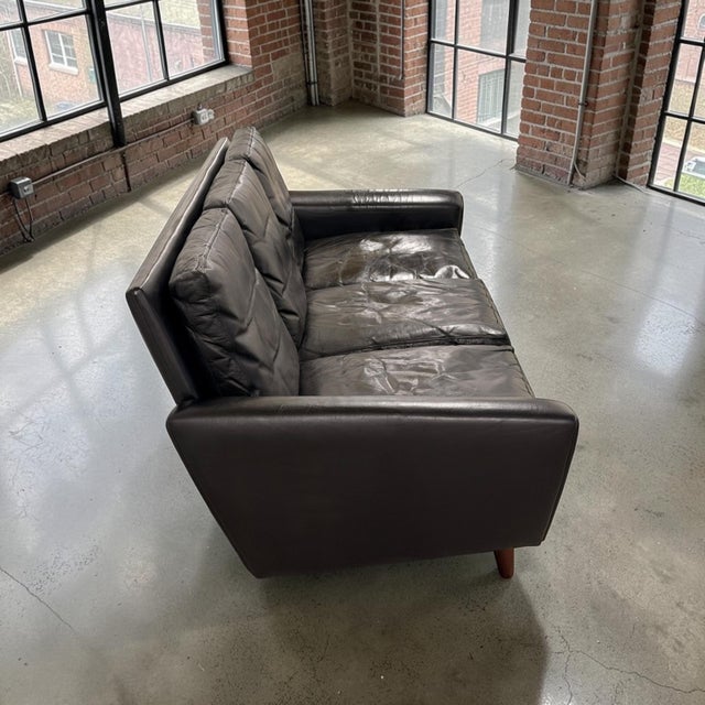 Model 64 Sofa in Black Leather by Georg Thams for Vejen Polstermøbelfabrik, Denmark, 1960s For Sale - Image 11 of 14