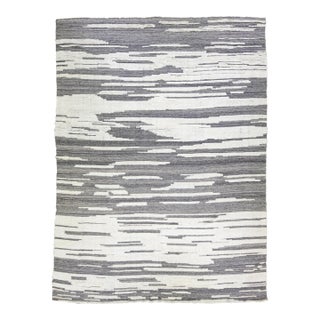 Gray Modern Moroccan Style Handmade Abstract Oversize Wool Rug by Apadana For Sale