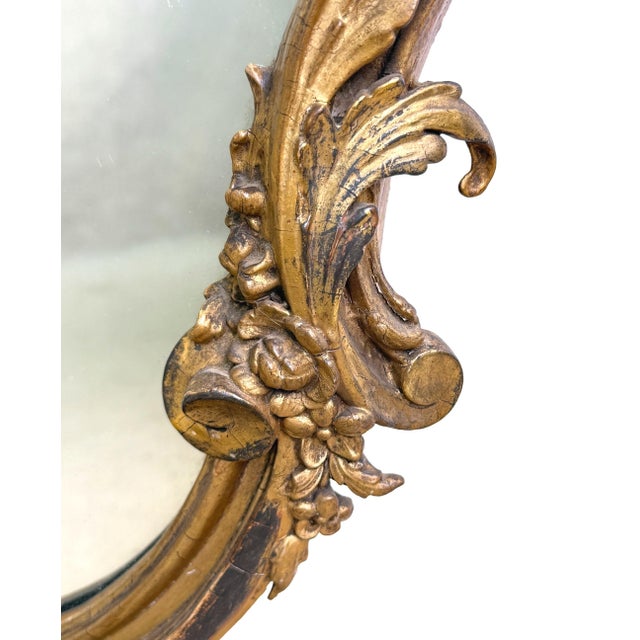 Mid-19th Century Gilt & Gesso Cartouche Form Wall Mirrors, 1850, Set of 2 For Sale - Image 6 of 14
