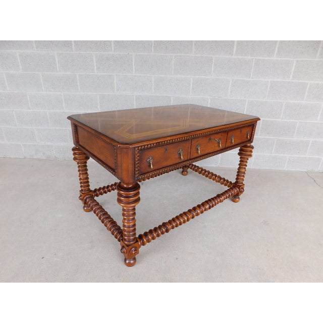 Baroque Scott Thomas Baroque Style Inlaid Library Table For Sale - Image 3 of 16