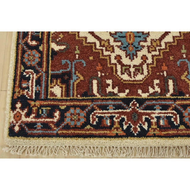 Heriz Runner 2’6” X 8’7” Ivory Wool Tribal Hand-Knotted Oriental Rug For Sale - Image 10 of 13
