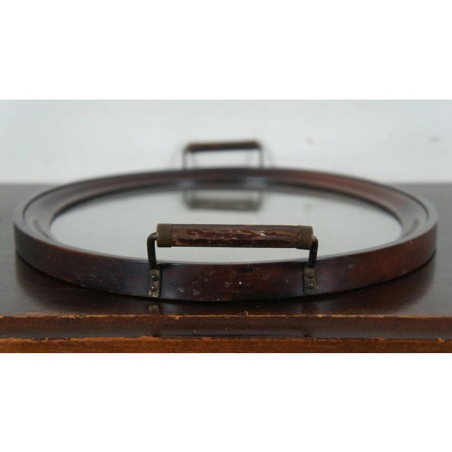 Wood Antique Scalloped Walnut Victorian Handled Tea Coffee Tray with Inlaid Shell Design For Sale - Image 7 of 12