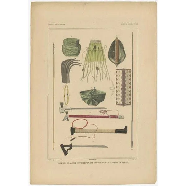 C.J. Temminck, Weapons and Tools of Roti & Sawoe Indonesia, 1840, Paper For Sale - Image 4 of 5