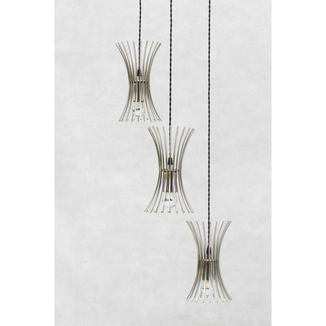 Space Age Chrome 3-Light Cascade Chandelier, 1970s For Sale - Image 3 of 10
