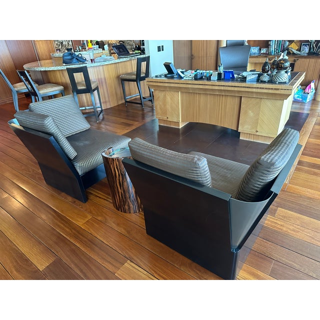 Donghia Contemporary Donghia Black and Gray Armchairs, a Pair For Sale - Image 4 of 13