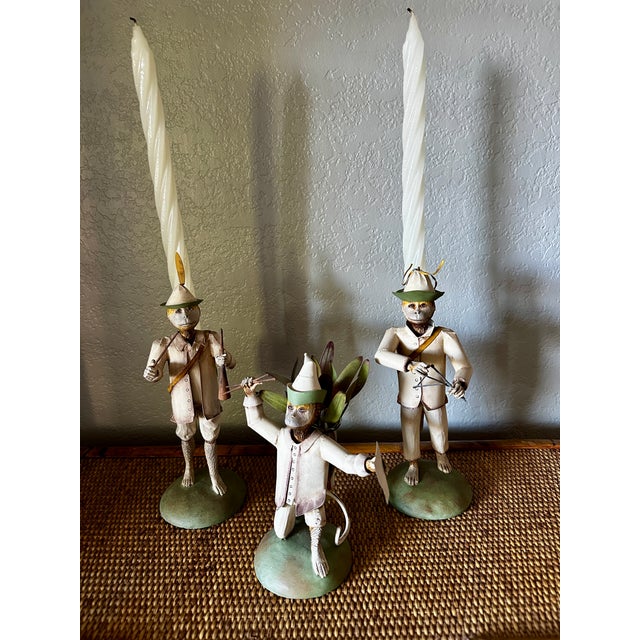 Vintage 1990s Anthropomorphic Monkey Candle Holders - Complete Set of 3 For Sale - Image 9 of 11