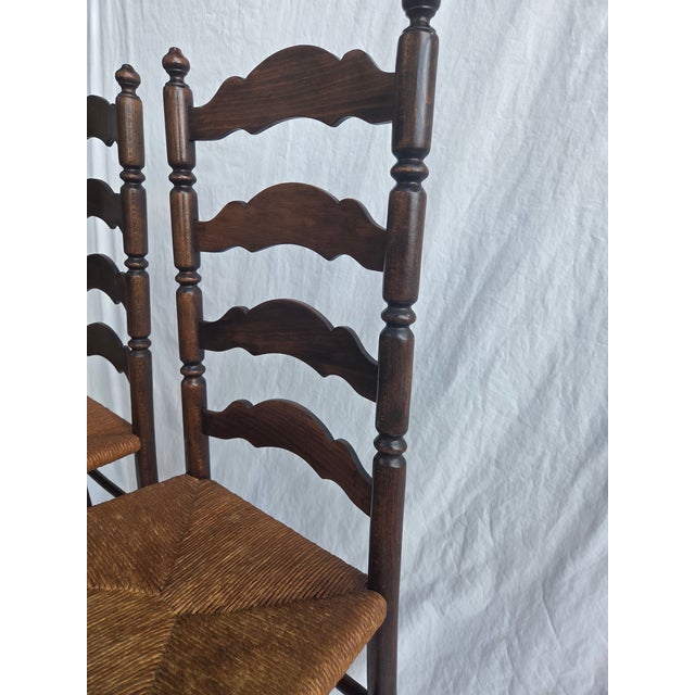 American 1960s Tell City Ladder Back, Rush Seat Chairs (Pair) For Sale - Image 3 of 10