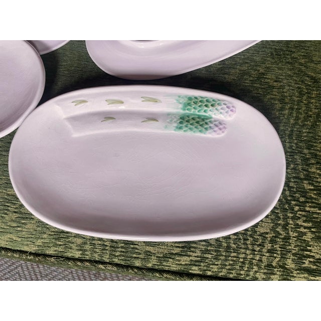 Mid 20th Century Set of 4 Italian Majolica Asparagus Plates For Sale - Image 5 of 7