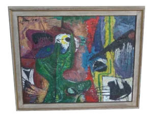 1960s Vinage Abstract Canvas Painting
