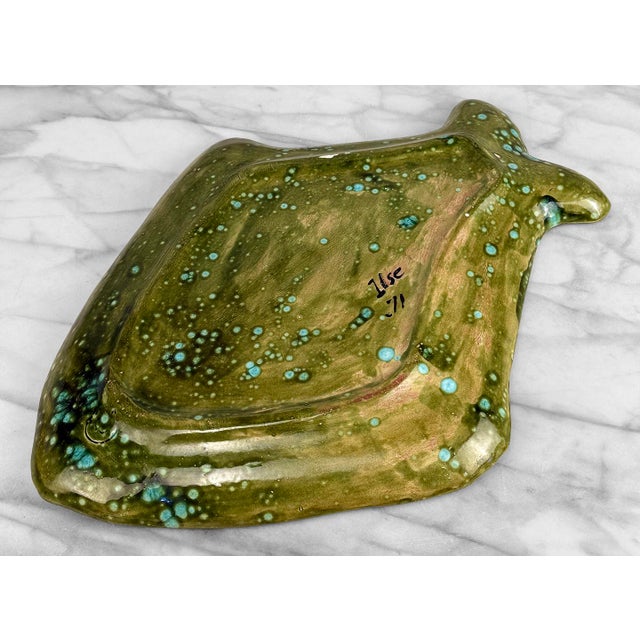 Mid-Century 17" California Pottery Green & Blue Drip Glazed Fish Serving Platter For Sale - Image 10 of 11