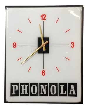 Illuminated Phonola Sign with Clock, Italy, 1960s