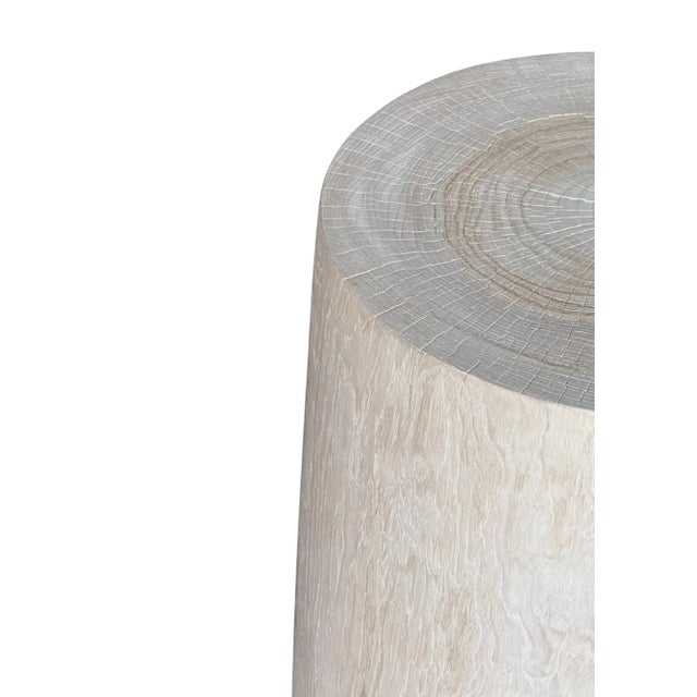 Sculptural Teak Wood Side Table Organic Bleached Finish, Modern Organic For Sale - Image 6 of 7