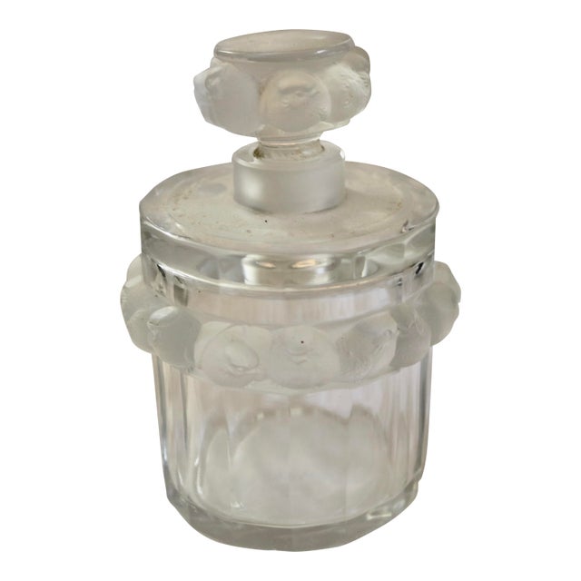 Vintage Lalique Birds Crystal Perfume Bottle With Stopper Made in France For Sale