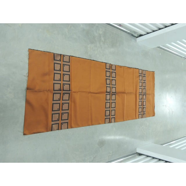 Vintage French MCM Pattern Silk Fabric Panel Orange and black woven 19" repeat Size:28"W x 74"Long