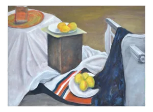 1980s "Still Life With Lemons" Still Life Oil Painting