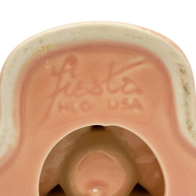 Pink 1940s Art Deco Apricot Peach Tripod Pyramid Candleholder by Fiesta Ware, Pair For Sale - Image 8 of 10