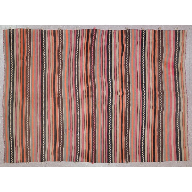 1940s Vintage Turkish Anatolian Hand Made Organic Wool Natural Color Dowry Kilim,4'8"x6'6" For Sale - Image 5 of 5