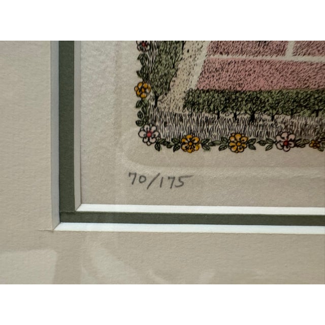 1970s Cuca Romley Four Seasons Set of 4 Signed Hand-Colored Etchings Framed For Sale - Image 12 of 16