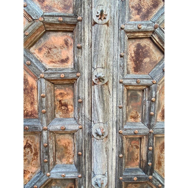 Early 20th Century Antique Old Indian Wood & Iron Doors For Sale - Image 5 of 8