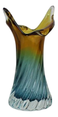Blue-Yellow Ruby Glass Vase, 1960s
