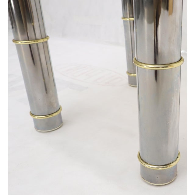 Metal Late 20th Century Chrome Brass Smoked Glass Round Side Table Stand For Sale - Image 7 of 10