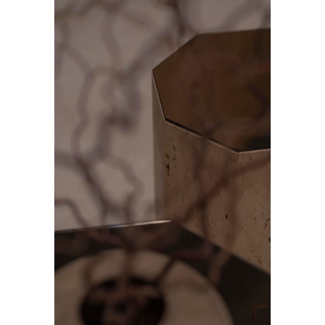 Beige Vintage Italian Travertine Pedestals, 1970s, Set of 2 For Sale - Image 8 of 11