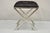 Contemporary Modern Chrome Frame X-Form Metal Stool with Cowhide Upholstery. Item features cowhide upholstery (with...