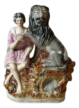Staffordshire Depicting Androcles and the Lion Figurine