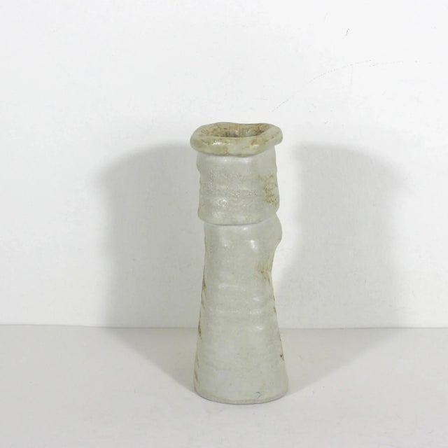 Late 20th Century Vintage Organic Modern Studio Neutral Pottery Vase For Sale - Image 5 of 9