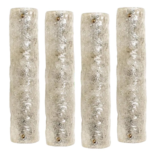 Ice Glass Wall Light attributed to Hillebrand, Germany, 1960s For Sale