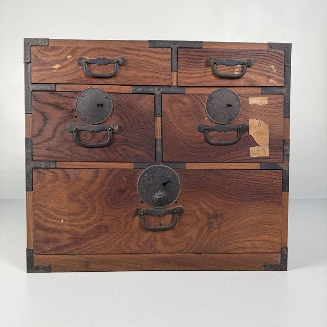 Small Authentic Japanese Tansu Drawer Chest, 1930s For Sale - Image 11 of 11