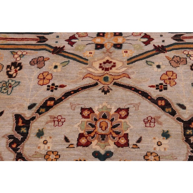 1990s Boho Chic Ziegler Green Red Hand-Knotted Wool Rug - 11'10'' X 17'10'' For Sale - Image 5 of 8