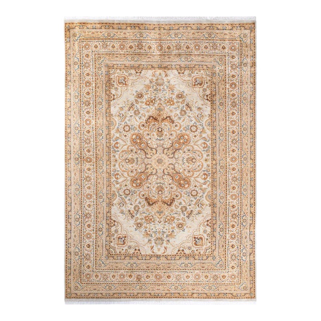 Mogul, One-of-a-Kind Hand-Knotted Area Rug - Ivory, 6' 1" x 8' 10" For Sale