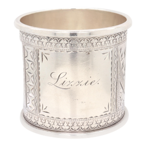 Antique Victorian Heavy Gauged Sterling Silver Napkin Ring Engraved 'Lizzie'