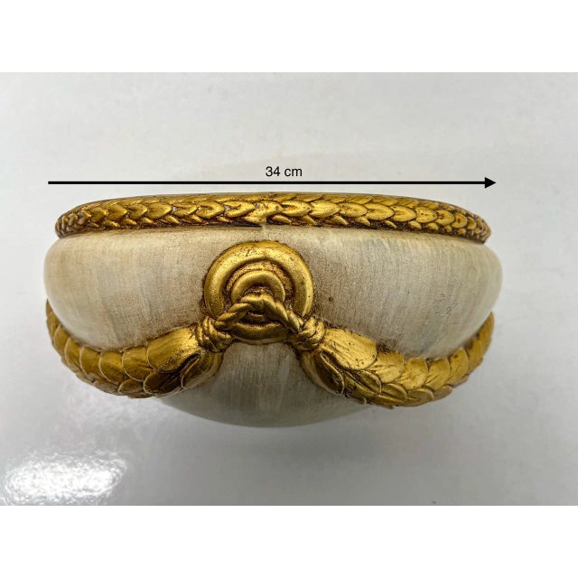 Large Ceramic Half Moon Wall Sconce with Gold Garland, 1960s For Sale - Image 4 of 10